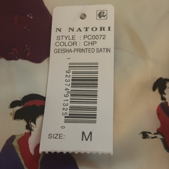 N Natori Geisha Printed Satin Zip Caftan Dress Size M Mandarin Soft Casual PJ’s - Picture 11 of 11